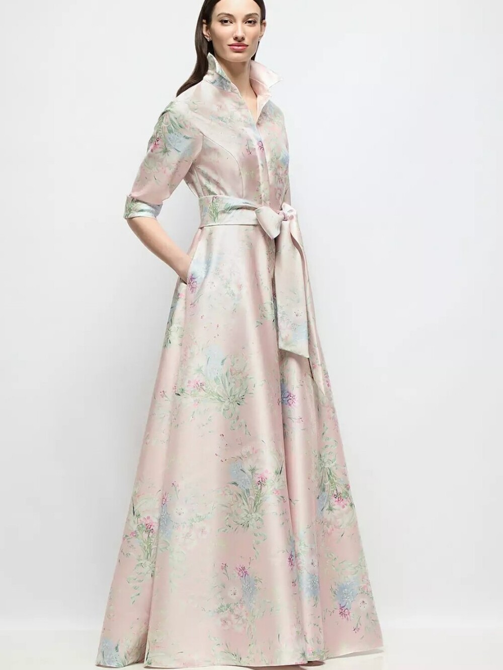 AFTER SIX SABINE FLORAL PRINT SATIN GOWN DRESS